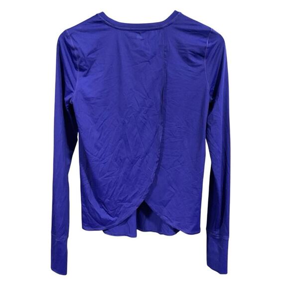 Athleta - Sunlover Navy blue long sleeve stretch tulip back top thumbholes XS - Picture 1 of 12